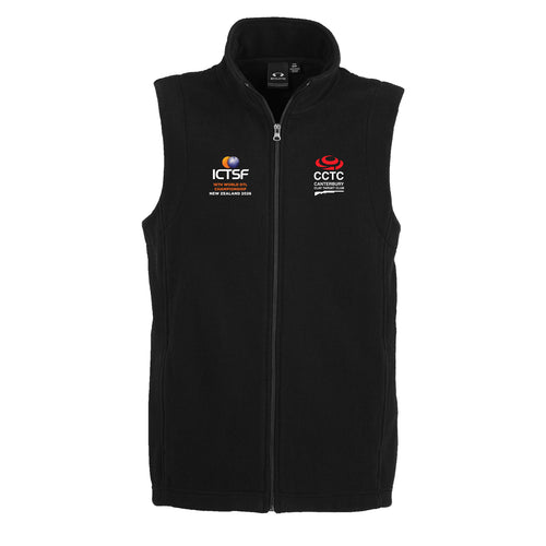 Black vest with ICTSF and CCTC logos on a white background